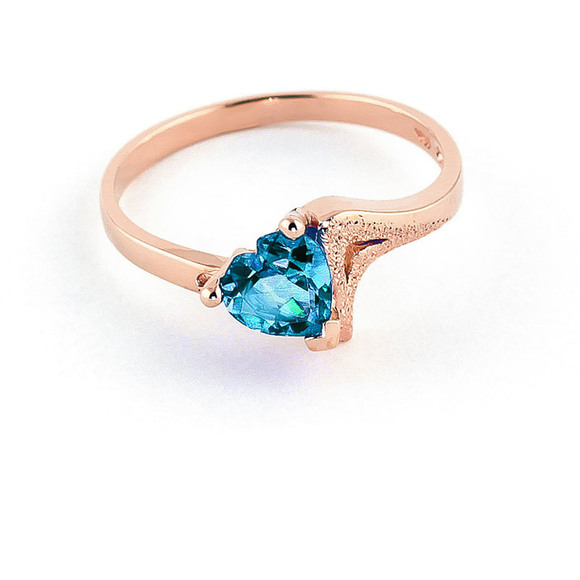 14K. SOLID GOLD RING WITH NATURAL BLUE TOPAZ (Rose Gold) - Picture 2 of 2